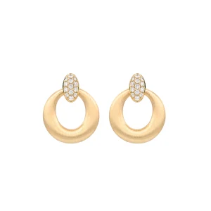 Diamond Open Circle Drop Earrings