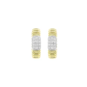 Diamond Ribbed Huggie Earrings (M)