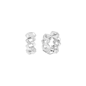 Diamond Woven Huggie Earrings