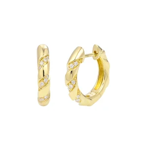 Diamond Twisted Spiral Huggie Earrings