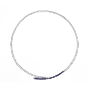 Special Cut Sapphire Diamond Curve Necklace