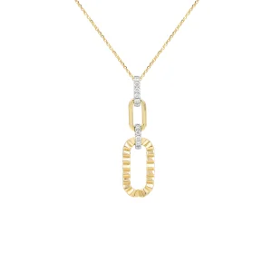 Diamond Grosgrain Ribbed Link Pendant with Chain