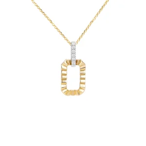 Diamond Grosgrain Ribbed Open Tag Pendant with Chain