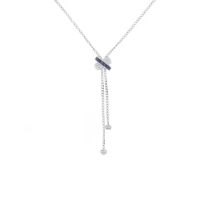 Special Cut Sapphire Diamond Crossover Cascade Pendant with Chain
