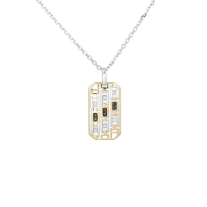 Black and White Diamond Pendant with Chain
