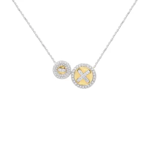 Diamond Button Pendant with Chain