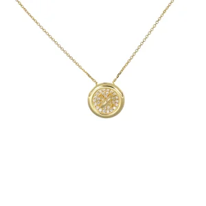 Diamond Button Pendant with Chain
