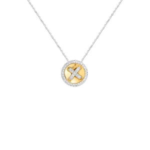 Diamond Button Pendant with Chain