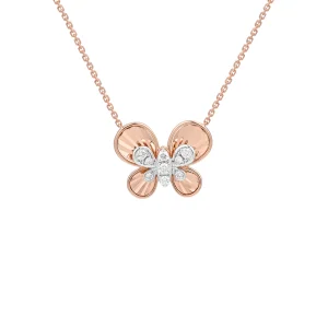 Diamond Diamond-Cut Butterfly Pendant with Chain