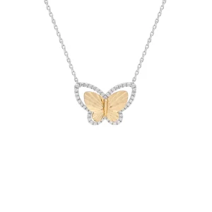 Diamond Diamond-Cut Butterfly Pendant with Chain