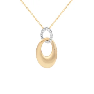 Diamond Oval Link Drop Pendant with Chain