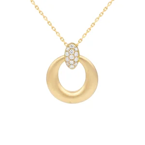 Diamond Open Circle Drop Pendant with Chain