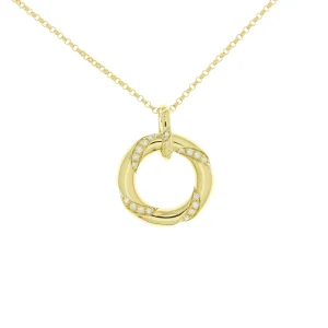 Diamond Twisted Spiral Open Circle Pendant with Chain