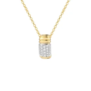 Diamond Ribbed Barrel Pendant with Chain