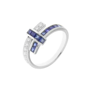 Special Cut Sapphire Diamond Crossover Ring