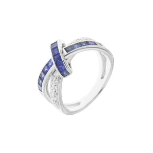 Special Cut Sapphire Diamond Crossover Ring