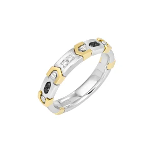 Black and White Diamond Link Ring