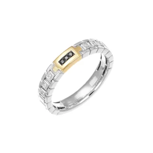 Black and White Diamond Link Ring
