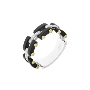 Black Agate Diamond Bonecraft Ring