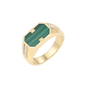 Malachite Diamond Men Ring