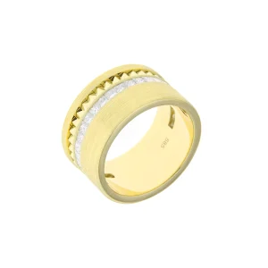 Princess Cut Diamond Grosgrain Ribbed Men Ring