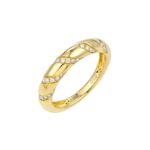 Diamond Twisted Spiral Ring