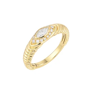 Marquise Cut Diamond Ribbed Dome Ring