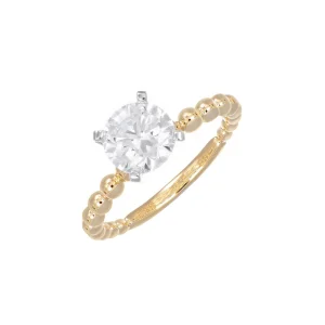 Plain Gold Bead Coin Engagement Ring