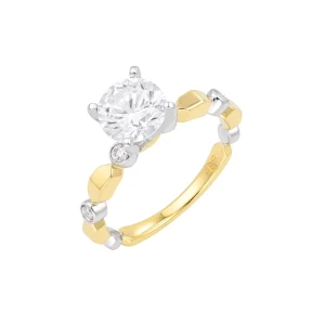 Diamond Polygon Block Engagement Ring