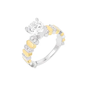 Diamond Polygon Block Engagement Ring