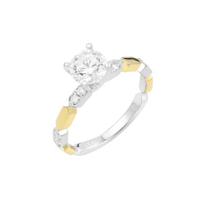 Diamond Polygon Block Engagement Ring
