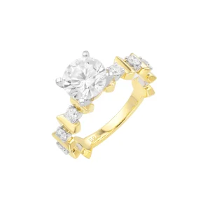 Diamond Polygon Block Engagement Ring