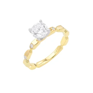 Diamond Polygon Block Engagement Ring