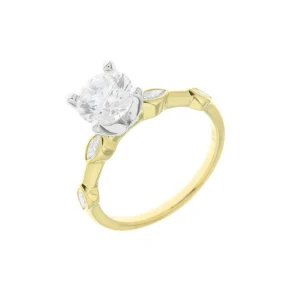 Diamond Knife Edge Engagement Ring