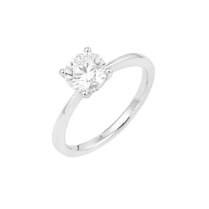 Brilliant Cut Diamond Hidden Halo Engagement Ring