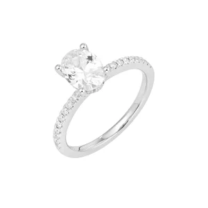 Oval Shaped Diamond Hidden Halo Engagement Ring