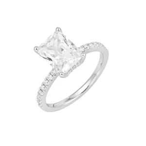 Emerald Cut Diamond Hidden Halo Engagement Ring