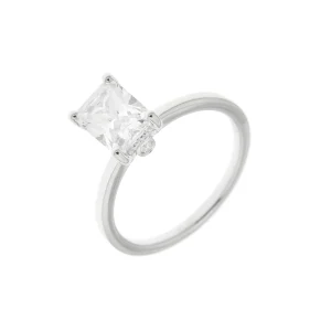 Emerald Cut Diamond Hidden Halo Engagement Ring