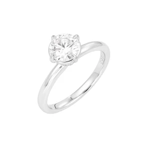 Round Diamond Prong Set Plain Gold Engagement Ring