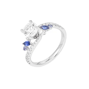 Sapphire Diamond Fancy Twist Shank Engagement Ring