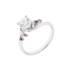 Rainbow Sapphire Diamond Fancy Twist Shank Engagement Ring