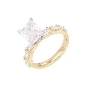 Octagon Emerald Cut Diamond Fancy Engagement Ring