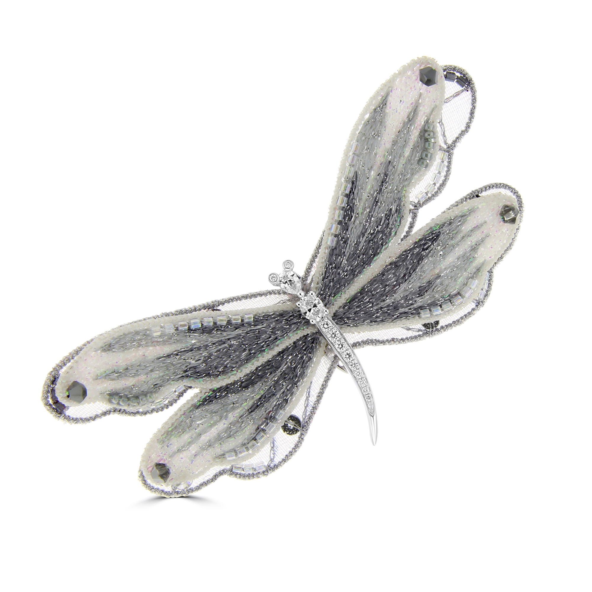Diamond Embroidered Dragonfly Brooch (S)