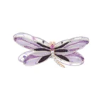 Pink Sapphire Diamond Embroidered Dragonfly Brooch (S) in 18K White Gold, 18K Rose Gold