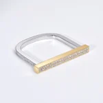 Diamond Lock Bangle in 18K White Gold, 18K Yellow Gold
