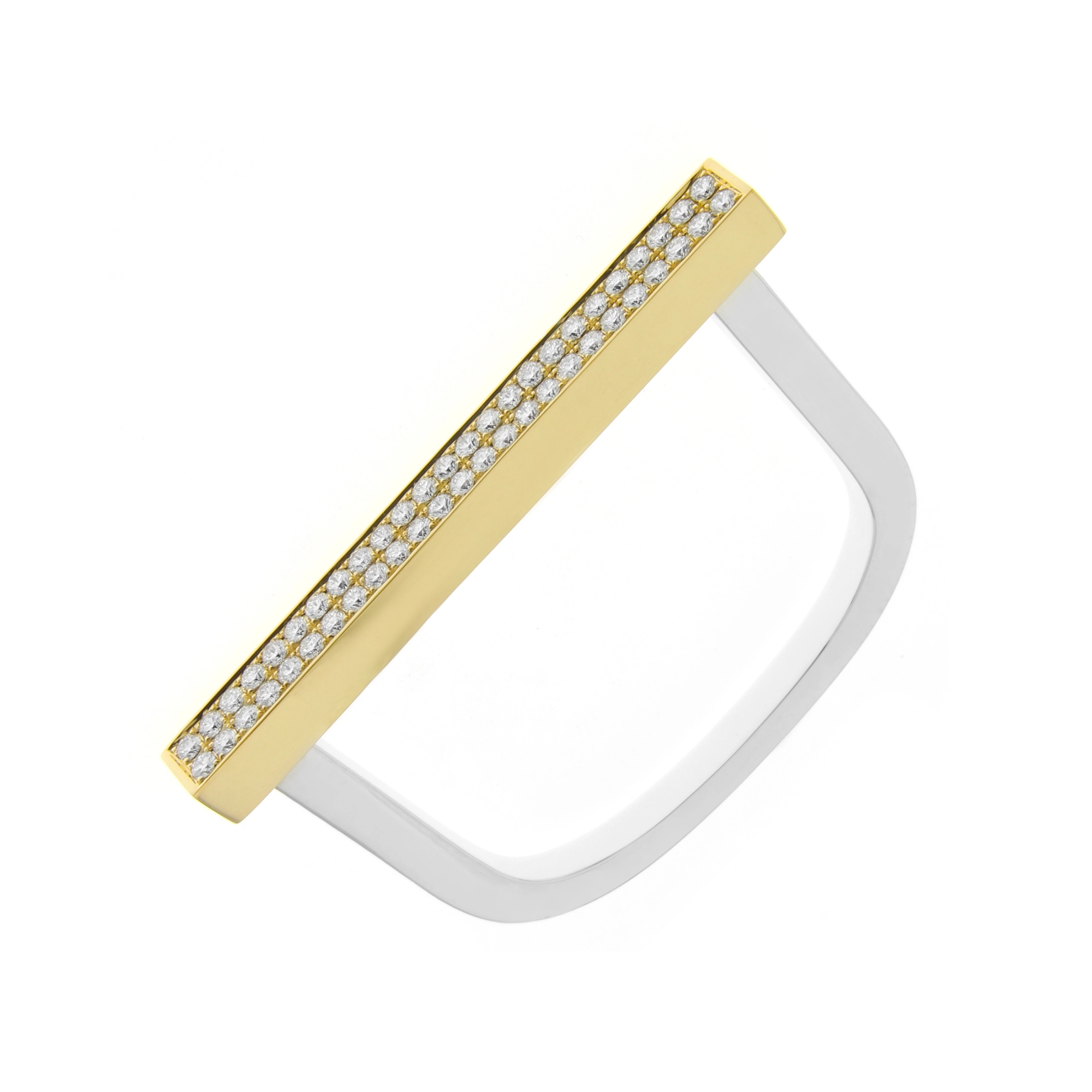 Diamond Lock Bangle in 18K White Gold, 18K Yellow Gold