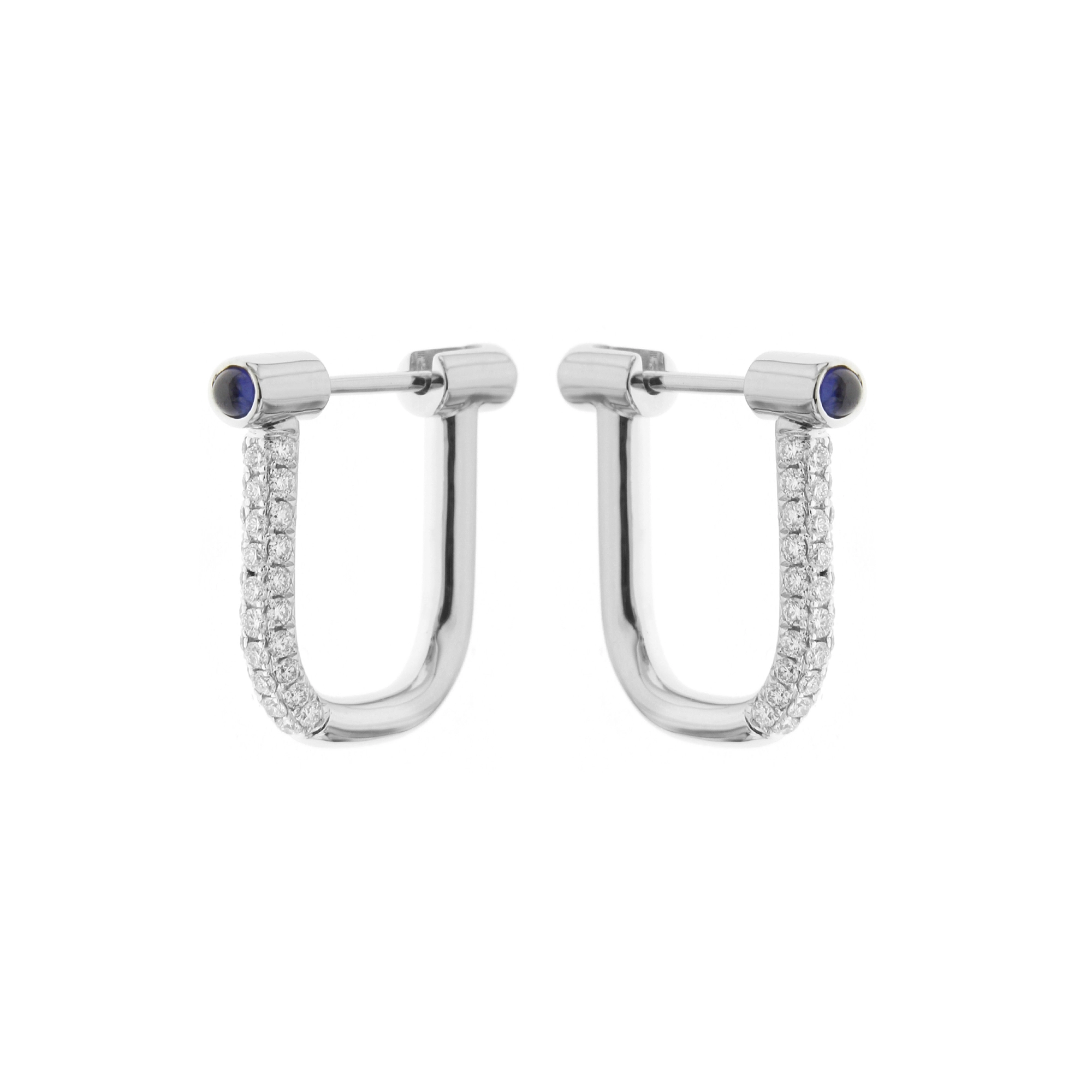 Sapphire Diamond Lock Earrings