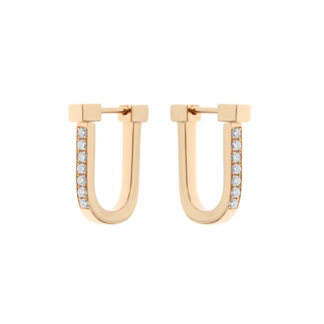 Diamond Lock Earrings in 18K Rose Gold
