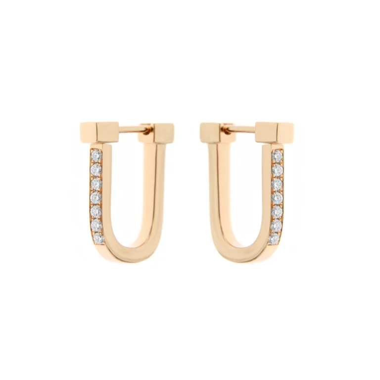 Diamond Lock Earrings in 18K Rose Gold