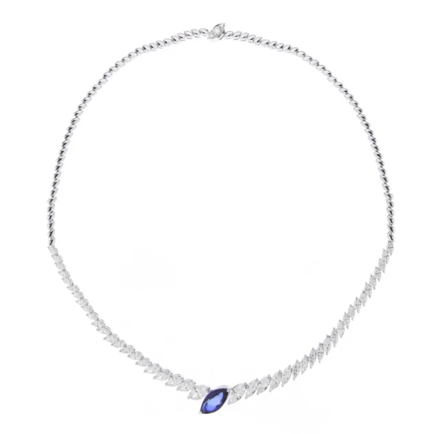 Marquise Sapphire Diamond Necklace